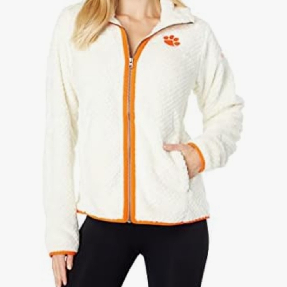 Columbia Women's Cream Clemson Tigers Sherpa full-zip jacket.